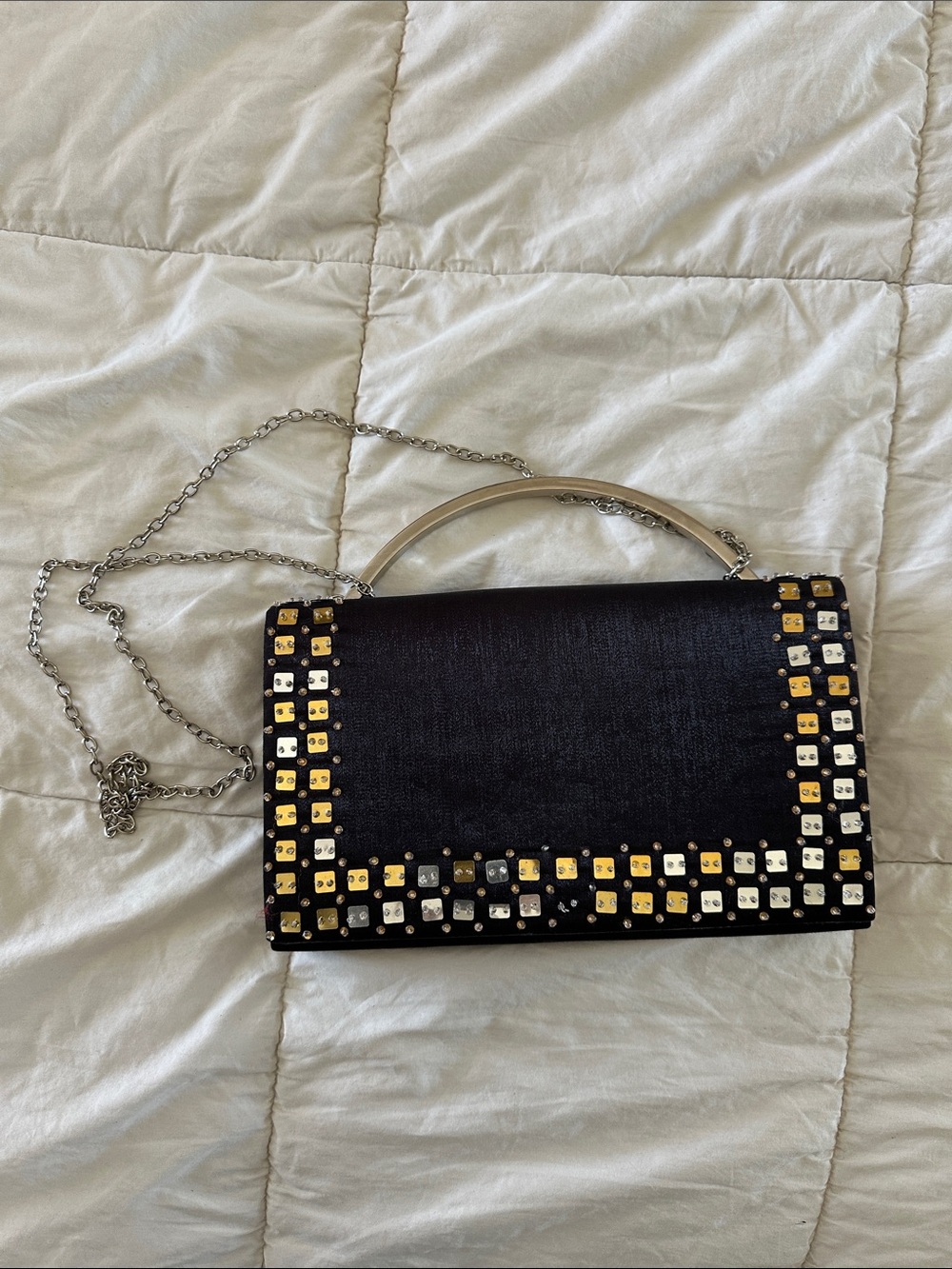 Black Studded Chain Shoulder Bag